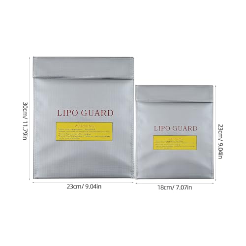 2pcs Lipo Battery Storage Bag - Fireproof and Explosion-Proof Lithium Battery Pouch - Fire-Resistant Pouch for Safe Charging Small Electronics Protection - color: Silver