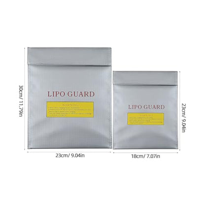 2pcs Lipo Battery Storage Bag - Fireproof and Explosion-Proof Lithium Battery Pouch - Fire-Resistant Pouch for Safe Charging Small Electronics Protection - color: Silver