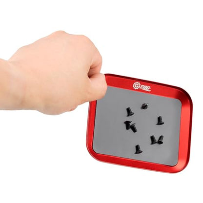 RC Car Adjustable Height Work Stand with Screwed Tray Made of Aluminum Alloy Suit for TRX4M Axial Arrma Redcat Losi Etc 1/8 1/10 1/12 1/14 1/16 1/18 RC Car Tool Set (Red) - color: Red