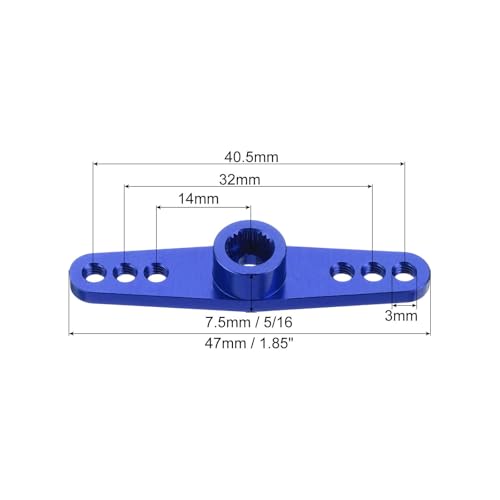 MECCANIXITY 5 Pcs Aluminum Servo Horn 25T 25 Teeth Servo Horn Steering Double Arms 47mm Length Dark Blue for DIY RC Car/Boat/Airplanes Boat Model - color: Dark Blue