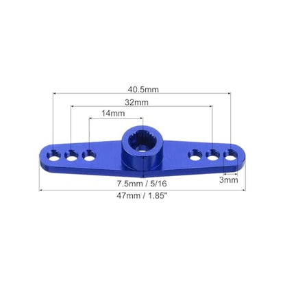 MECCANIXITY 5 Pcs Aluminum Servo Horn 25T 25 Teeth Servo Horn Steering Double Arms 47mm Length Dark Blue for DIY RC Car/Boat/Airplanes Boat Model - color: Dark Blue