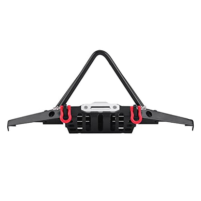 RC Crawler Steel Front Bumper with LED Lights, Heavy Duty RC Car Front Bumper, 1/10 Scale Off Road Bumper for Axial SCX10 90046, Durable Metal Bumper with Easy Installation Kit