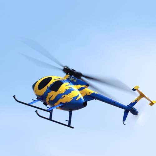 RC ERA C184 MD500 100 Size | 6-Axis Gyroscope 4CH RTF Optical Flow Sensor & Upgraded Transmitter, Beginner-Friendly Electric RC Helicopter - color: ERA-C184-YB (Yellow-Blue)