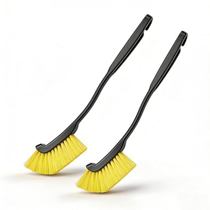 12 Inch Car Wheel Cleaning Brush, Long Handle Hard Bristle Automotive Crevice Detailing Cleaner, Universal Car Exterior Tire Gap Scrub Brush Tool for Vehicle and Home (2PCS) - size: 2PCS