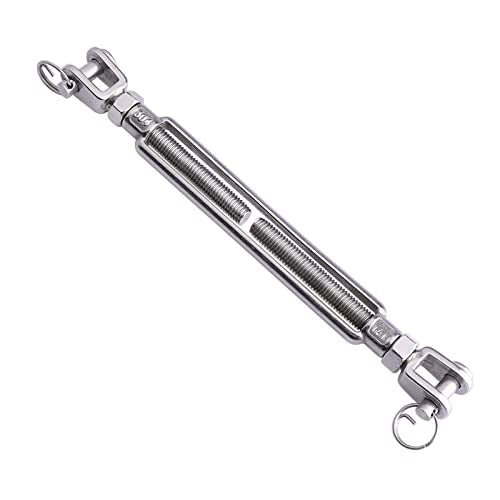Stainless Steel 1/2 x 6.5 Inch M12 Jaw and Jaw Turnbuckles for Tensioning Cable Rope Chain 2200 lbs Load (1P)