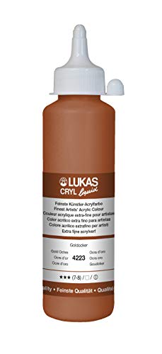 Lukas Cryl Liquid Soft Body Acrylic Paints for Painting - Professional Low Viscosity - 250 ml Bottle Gold Ochre - color: Gold Ochre