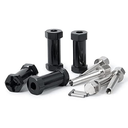RC 12mm Wheel Hex Drive Hubs Combiner Coupler Aluminum 15mm/20mm/25mm/30mm Offset Extension Longer Combiner Drive Adapter for 1/10 Axial SCX10 Wraith RC Car Upgrade Parts (Black - 30mm) - color: Black - 30mm