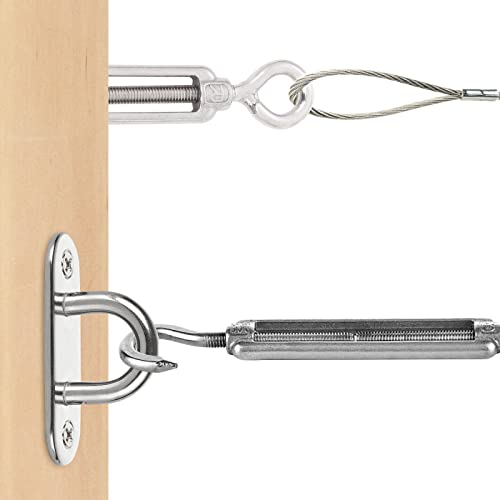 10Pack M6 Turnbuckle Hook and Eye, Stainless Steel Cables Wire Turnbuckles, Heavy Duty Turnbuckle for Wire Rope Tension, Cable Railing Hardware Kit for Sun Shade Sail, Tent Installation