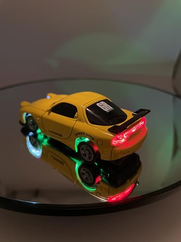 Mini RC Drift Car 1:64 Scale, Remote Control Car with LED Lights & 2-Speed Modes, Upgraded 2.4G Wireless Radio Remote Control for Multi-Users Speed (Yellow) - color: Yellow