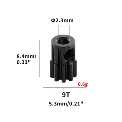 48DP 9T Metal Pinion, 2.3mm Shaft Bore Gear, CNC Hardened Steel Gear, Metal Motor Gear for 2.3mm Shaft Motor, 1/16 1/18 RC Car Metal Gear Upgrade Part 4Pcs
