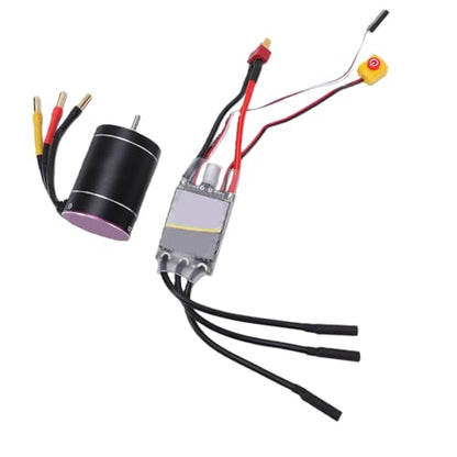 Generic Brushless Motor ESC Combo 3300KV 75A, High Speed RC Motor Set with Design for 1/10 1/8 RC Cars Boats