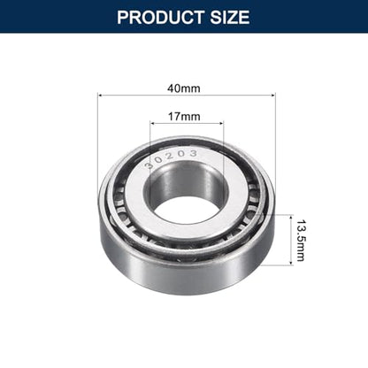 2 Pack 30203 Tapered Roller Bearing Cone and Cup Set | 17mm Bore 40mm OD 13.5mm Cup Width, Chrome Steel Wheel Bearings, ABEC-3 - size: 30203