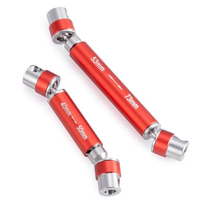 Steel RC Center Drive Shaft 40+53mm Driveshaft for 1/24th AXIAL SCX24 AXI00001 C10 AXI00002 JLU AXI00006 Bronco RC Crawler Car Upgrade Parts (Red) - color: Red