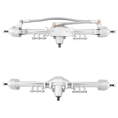 Metal Front and Rear Portal Axle Completes Set with Servo Mount for Axial 1/10 RC Crawler Capra 1.9 UTB AXI03004 AXI03000T1 T2 Buggy F9 Upgrade Parts (Silver) - color: Silver