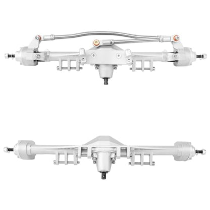 Metal Front and Rear Portal Axle Completes Set with Servo Mount for Axial 1/10 RC Crawler Capra 1.9 UTB AXI03004 AXI03000T1 T2 Buggy F9 Upgrade Parts (Silver) - color: Silver