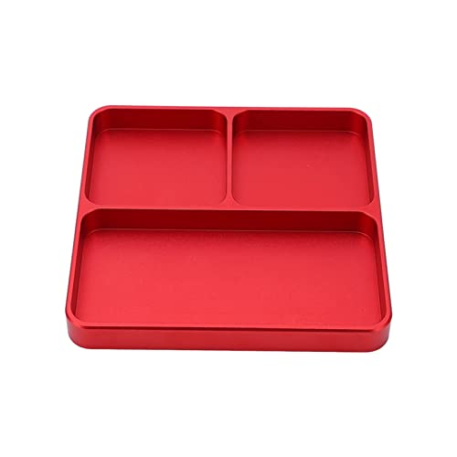 RC Model Repair Screw Tray, Magnetic Tool Tray for RC Car Maintenance, CNC Aluminum Alloy Organizer with Magnetic Pads for Remote Control Vehicles Aircraft Helicopters (Red) - color: Red
