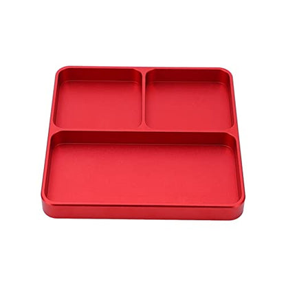 RC Model Repair Screw Tray, Magnetic Tool Tray for RC Car Maintenance, CNC Aluminum Alloy Organizer with Magnetic Pads for Remote Control Vehicles Aircraft Helicopters (Red) - color: Red