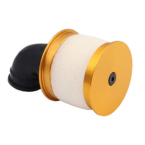 TreehobbyRC Air Filter Aluminum Capped w/Element Sponge 04104 Nitro Engine Parts Compatible with RC 1/10 HSP traxxas Himoto Redcat Nitro Truck Buggy (Gold)