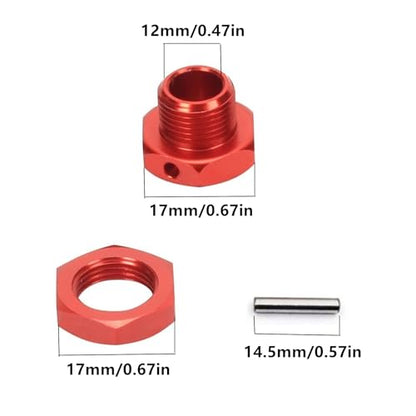 RC Aluminum 17mm Wheel Hex Nuts with Wheel Hub Wrench Repair Tool Set Upgrades Part for 1/8 RC Cars Trucks Off Road Buggy Arrma Typhon Kraton 6S 3S Traxxas E-Maxx E-Revo Mojave (Red) - color: Red