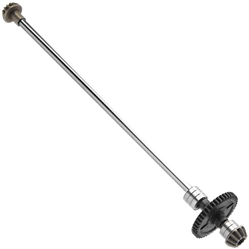 Metal Center Drive Shaft RC Car Central Transmission Shaft w/ 27T Motor Gear Upgrade Part Compatible with Wltoys 124018 124019 1/12 RC Car Buggy (Silver) - color: Silver