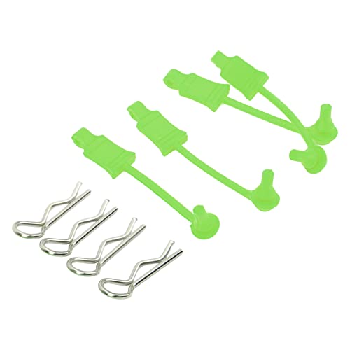 4 Set Car Clip Retainer Rc Car Body Shell Clip Retainers Steel Rubber Clips W Pull Tabs R Pins Universal Shell Replacement Parts for Remote Control Car Upgrade Part (Green) - color: Green