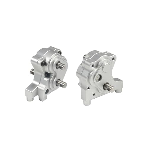 Metal Front Planetary Gearbox Transfer Case Transmission Drive Shaft Skid Plate Set for 1/10 RC Rock Crawler SCX10 II 90046 Chassis Metal Prefixal Gearbox Upgrade (Silver) - color: Silver