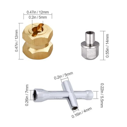 HobbyPark RC Brass Spacers 12mm Wheel Hex Hubs Extenders for 1/10 RC Crawler Axial SCX10 Wheels Extension Hex Drive Adapter (12mm) - size: 12mm