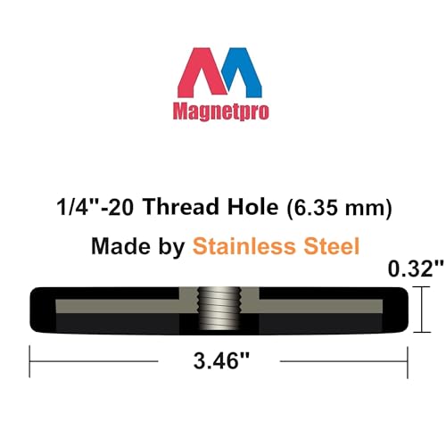 Magnetpro 2 Pieces Strong Rubber Coated Mounting Magnets 120 LB | Anti-Scratch & Anti Corrosion, Over 120 LB Adhesive Power, 1/4"-20 Stainless Steel Thread Hole with Bolts, For PTZ, Camera - size: 120LB - 1/4"-20 Female SS 2P