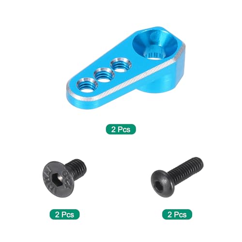 MECCANIXITY Aluminum Alloy 1/18 25T Steering Servo Arm Horn Sky Blue for DIY RC Car/Boat/Airplane Boat Accessories 2 Pcs - color: Sky Blue
