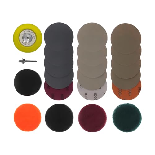 Car Headlight Restoration Kit, 21PCS 3 Inch Vehicle Headlights Lens Polishing Sanding Discs with Buffering Pad, Auto Hook and Loop Sanding Pads, Universal for Automobile RV Truck