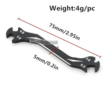 RC Multi-Function Wrench Turnbuckle Nut Ball Joint Remover 3mm 4mm 5mm 5.5mm Universal Repair Tool Aluminum Alloy for 1/10 1/8 1/24 Crawler Truck Off Road Car Boat Drone Airplane (Black) - color: Black