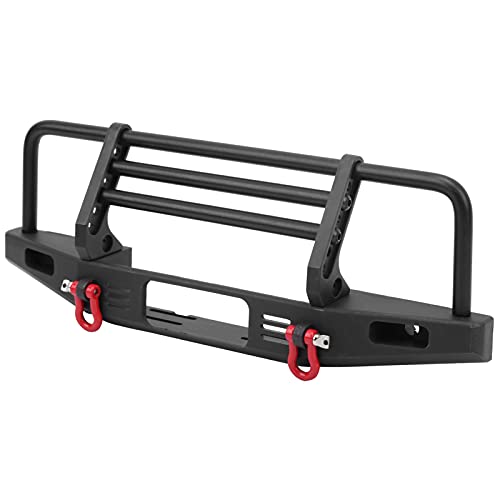Metal RC Bumper Black Front Bumper with 2 LED Lights Adjustable Mount 3 Brackets and Tow Hooks for 1 10 RC Car for SCX10 90046 Trail Crawler Users