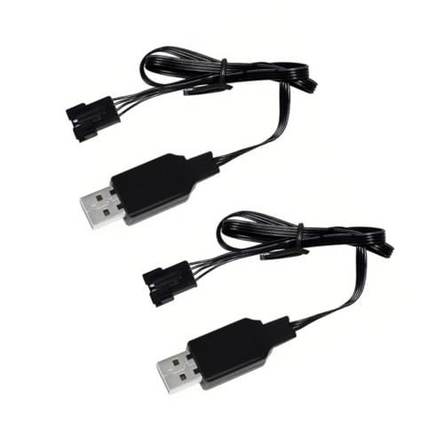 7.4V Li-ion and Lipo Battery Charger SM-4P Charger for RC Car RC Boat Gel Blaster USB Charging Cable (2PCS)
