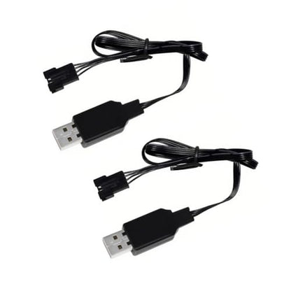 7.4V Li-ion and Lipo Battery Charger SM-4P Charger for RC Car RC Boat Gel Blaster USB Charging Cable (2PCS)