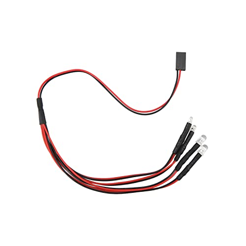 4 LED Rock Lights Kit for Axial SCX24 1/24 RC Crawler Car Upgrade Parts, White and Red Headlight Taillight Lighting System with Remote Control
