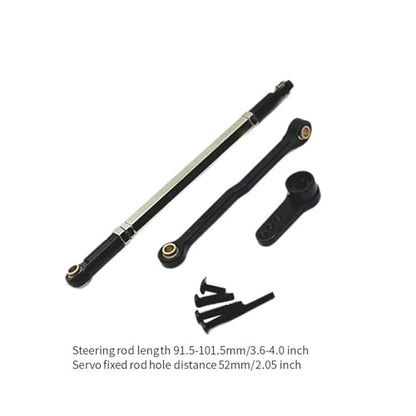 Servo Link Rod Metal Steering Rod High Strength RC Car Push Rods Linkage Rod End for 1:12 99S MN78 Trucks DIY, Black - color: Black