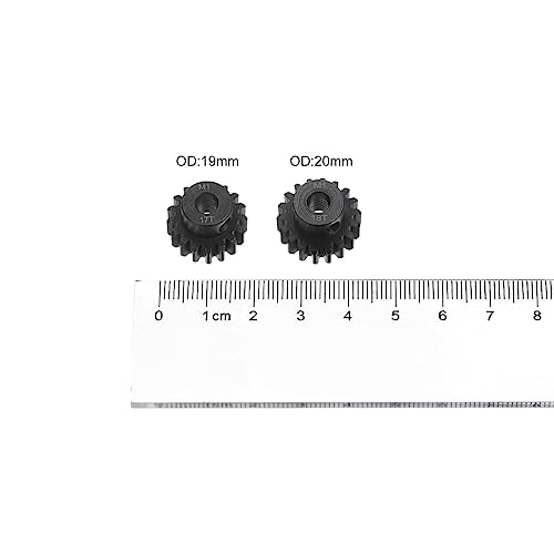 HARFINGTON Mod 1 M1 Pinion Motor Gear Set 2pcs 17T 18T Fit 5mm RC Motor Shaft M1 Pitch Gears for RC Car, with Hex Key - style: 17T 18T