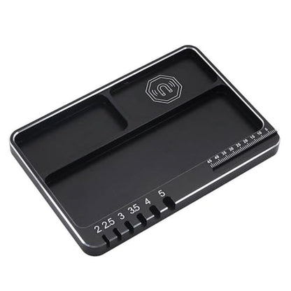 Magnetic 3-Grid Aluminum Tool Tray (130x90x10mm) Compatible with RC Cars, Drones, and Model Maintenance