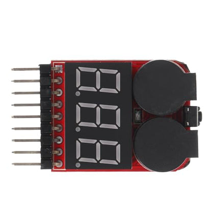 TEHAUX Battery Voltage Tester with Low Voltage Buzzer Alarm, 1-8S Lithium Ion Battery Capacity Checker for RC Hobby and Electronics Users
