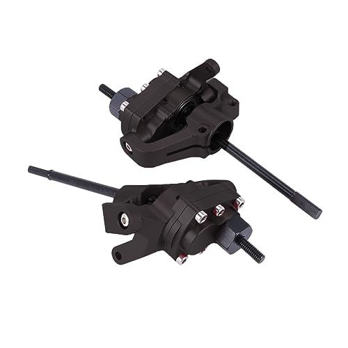 1/10 RC Crawler Aluminum Portal Front and Rear Axle Set for Axial SCX10 II 90046 90047 AR44 – CNC Alloy Axles with Steering Link Upgrade Parts for SCX10 Trucks (Black Front Axle) - color: Black Front Axle