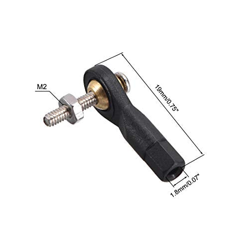 uxcell 10 Pcs M2 2.0xL19mm Lever Steering Linkage Tie Rod End Ball Head End with Screws and Nut for RC Helicopter