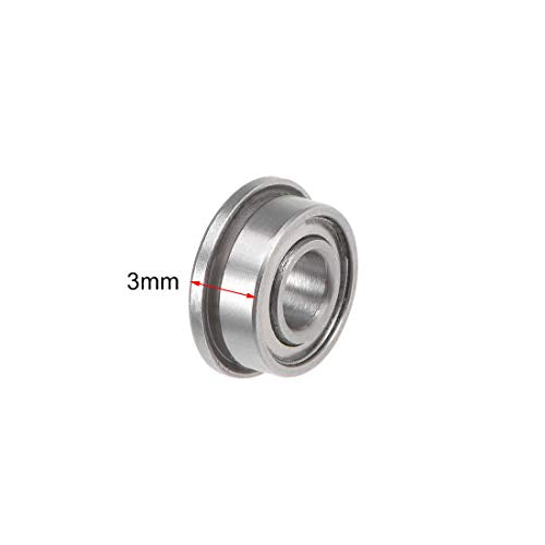 uxcell F683ZZ Flanged Ball Bearing 3x7x3mm Shielded Chrome Steel Flange Rip Bearings 10pcs - size: 3x7x3mm