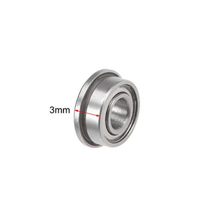 uxcell F683ZZ Flanged Ball Bearing 3x7x3mm Shielded Chrome Steel Flange Rip Bearings 10pcs - size: 3x7x3mm