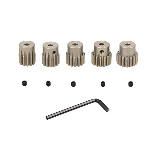 OGRC 32P 3.175mm 12T 13T 14T 15T 16T Pinion Motor Gear Set with Hex Key for 1/10 RC Car Brushed Brushless Motor | 0.8 Mod 32 Pitch 3.175mm Shaft Pinion Gear fits 1/10 RC Car Brushed Brushless Motor