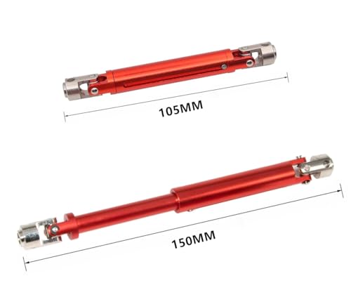 Aluminium Alloy 105-150MM Universal Drive Shaft for 1/10 Redcat Gen7 GEN8 Axial SCX10 SCX10-II/Pro D90 Axial SMT10 RC Crawler Upgrade Parts 2PCS/Set(Red)