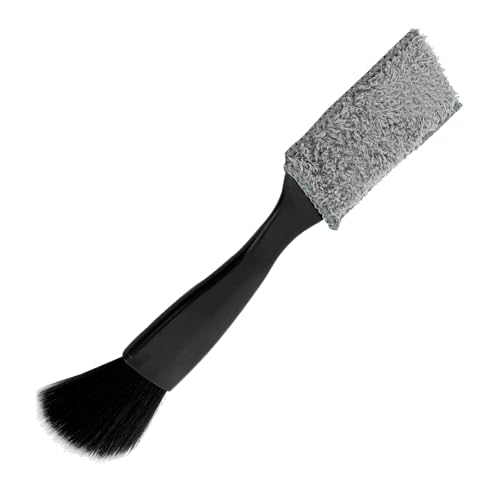 Universal 2 in 1 Duster for Car Clean, Car Detailing Brush, Double Head Soft Car Interior Detailing Brush Dust Brush, Car Double Head Clean Brush for Air Vents Dashboard Screen (Black) - color: Black