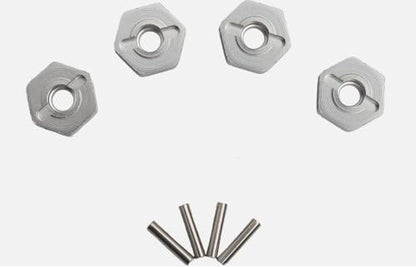 4pcs 12mm Aluminum Wheel Hex Nut Hub Adapter for HSP 102042 02100 Himoto 4WD 1/10 RC Car (Silver) - color: Silver
