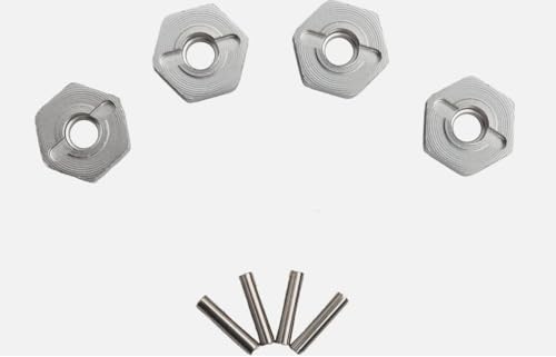 4pcs 12mm Aluminum Wheel Hex Nut Hub Adapter for HSP 102042 02100 Himoto 4WD 1/10 RC Car (Silver) - color: Silver