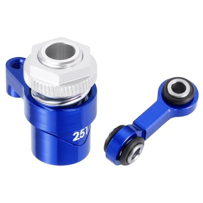 Servo Saver Arm 25T Steering Drag Link for Tra-xxas 1/16 Mini Maxx | 2S 1/10 4WD Ford GT 4-TEC 2.0 3.0 RC Car Upgrade Blue 7075 Aluminum - color: Blue