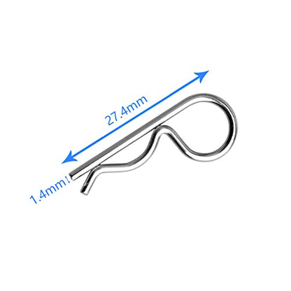 20pcs HobbyPark Universal RC Car Body Clips and Pull Tabs Retainer R Pins for 1/10 Traxxas Arrma Axial Losi & All 1/8 Redcat HPI HSP Truck Buggy Shell Replacement Parts - size: 1.4mm Rod Silver Clips